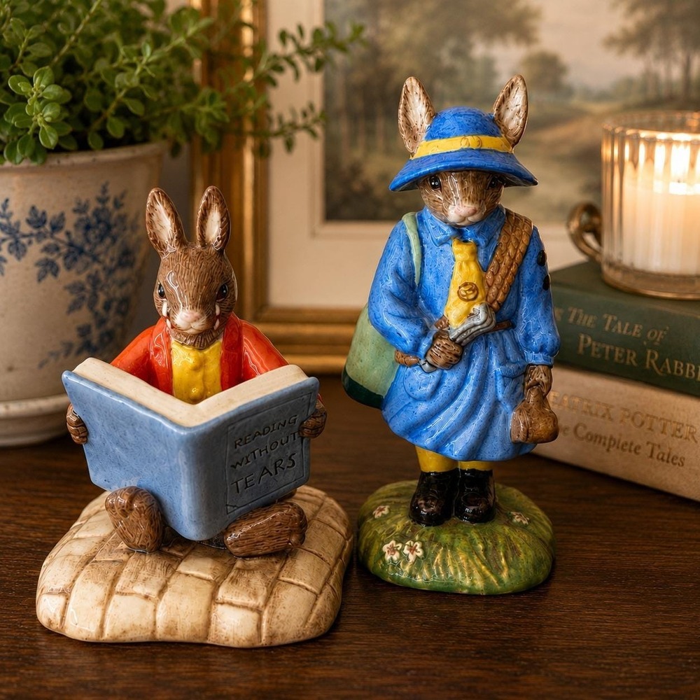 Royal Doulton Bunnykins Pair William Reading DB401 Boy Scout DB430 RDICC
